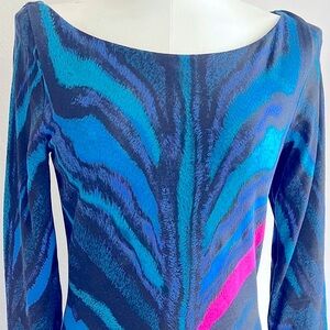 Elegant Multicolor Long Sleeve Dress. Sz large. Just Cavalli.